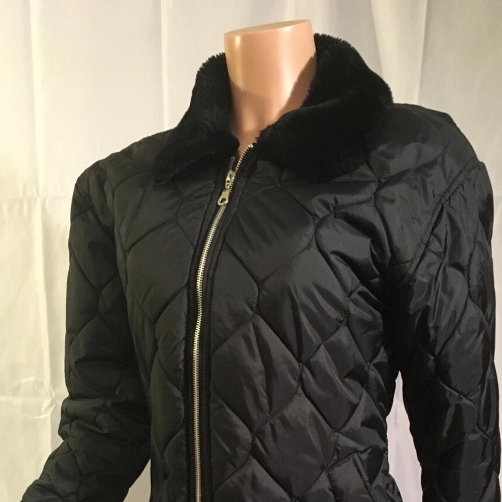 Rainbow Black Quilted Puffer Jacket